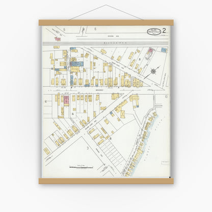 Old map wall art mockup — magnetic wood frame on white wall — Sanborn Fire Insurance Map from Westville, Gloucester County, New Jersey (1919) - Complete Map Set