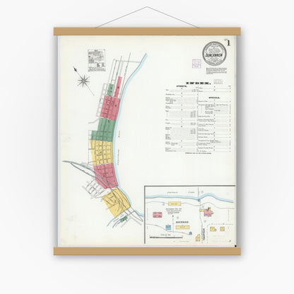 Old map wall art mockup — magnetic wood frame on white wall — Sanborn Fire Insurance Map from Duncannon, Perry County, Pennsylvania (1904) - Complete Map Set