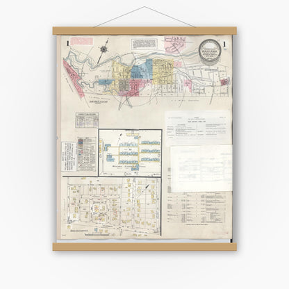 Old map wall art mockup — magnetic wood frame on white wall — Sanborn Fire Insurance Map from Wahiawa, Honolulu County, Hawaii (1957), Sheet #0001