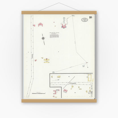 Old map wall art mockup — magnetic wood frame on white wall — Sanborn Fire Insurance Map from Lenox, Berkshire County, Massachusetts (1911), Sheet #0010