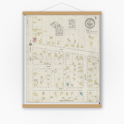 Old map wall art mockup — magnetic wood frame on white wall — Sanborn Fire Insurance Map from Parma, Jackson County, Michigan (1913) - Complete Map Set