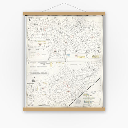 Old map wall art mockup — magnetic wood frame on white wall — Sanborn Fire Insurance Map from Wahiawa, Honolulu County, Hawaii (1957), Sheet #0008