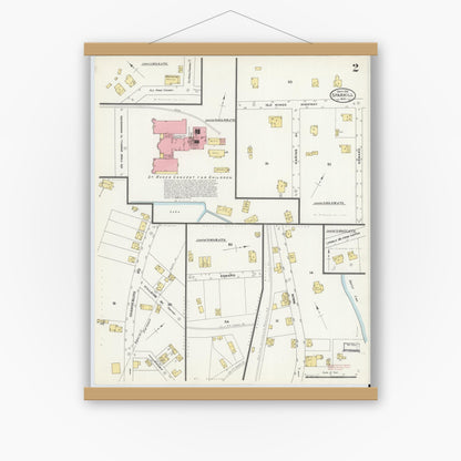 Old map wall art mockup — magnetic wood frame on white wall — Sanborn Fire Insurance Map from Sparkill, Rockland County, New York (1910), Sheet #0002