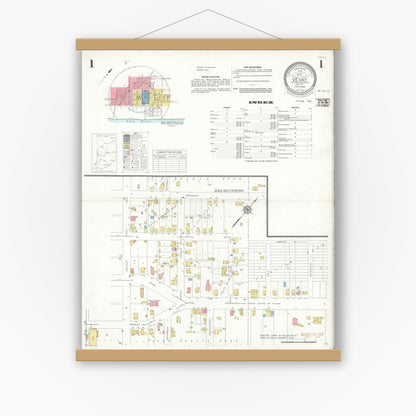 Old map wall art mockup — magnetic wood frame on white wall — Sanborn Fire Insurance Map from Vevay, Switzerland County, Indiana (1938) - Complete Map Set