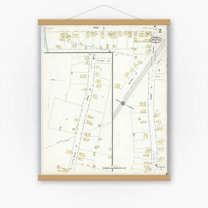 Old map wall art mockup — magnetic wood frame on white wall — Sanborn Fire Insurance Map from Winton, Lackawanna County, Pennsylvania (1912), Sheet #0002