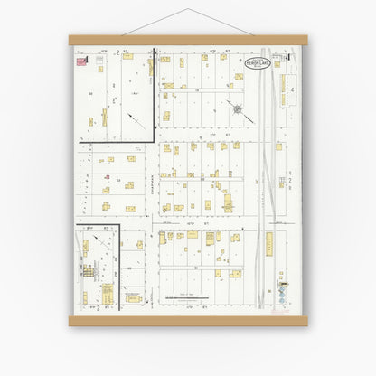 Old map wall art mockup — magnetic wood frame on white wall — Sanborn Fire Insurance Map from Heron Lake, Jackson County, Minnesota (1926), Sheet #0004