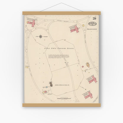 Old map wall art mockup — magnetic wood frame on white wall — Sanborn Fire Insurance Map from Gainesville, Cooke County, Texas (1922), Sheet #0029