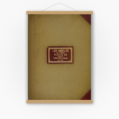 Old map wall art mockup — magnetic wood frame on white wall — Sanborn Fire Insurance Map from Los Angeles, Los Angeles County, California (1949), Sheet #0001