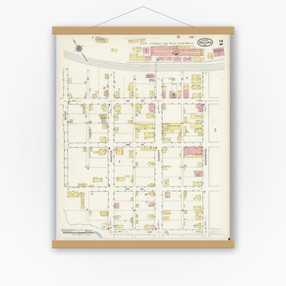 Old map wall art mockup — magnetic wood frame on white wall — Sanborn Fire Insurance Map from Bolivar, Westmoreland County, Pennsylvania (1915), Sheet #0002