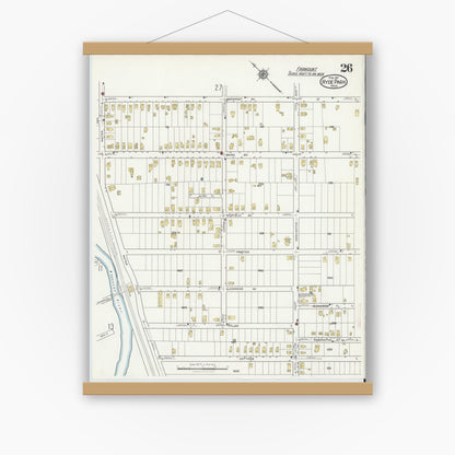 Old map wall art mockup — magnetic wood frame on white wall — Sanborn Fire Insurance Map from Hyde Park, Norfolk County, Massachusetts (1917), Sheet #0026