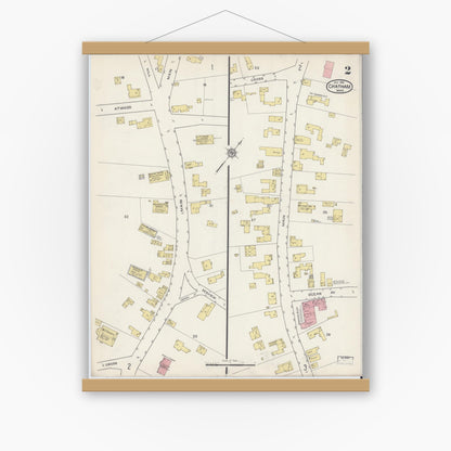 Old map wall art mockup — magnetic wood frame on white wall — Sanborn Fire Insurance Map from Chatham, Barnstable County, Massachusetts (1915), Sheet #0002