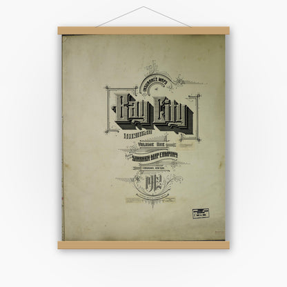Old map wall art mockup — magnetic wood frame on white wall — Sanborn Fire Insurance Map from Bay City, Bay County, Michigan (1950), Sheet #0001