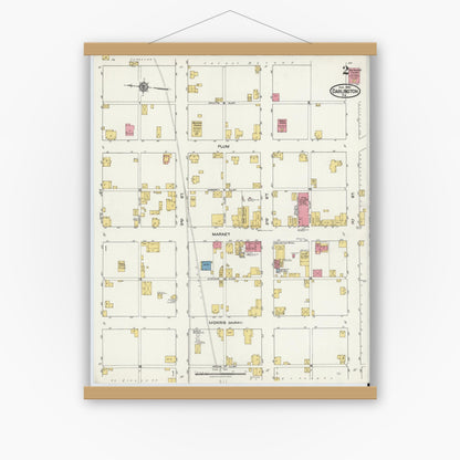 Old map wall art mockup — magnetic wood frame on white wall — Sanborn Fire Insurance Map from Darlington, Beaver County, Pennsylvania (1921), Sheet #0002