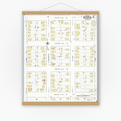 Old map wall art mockup — magnetic wood frame on white wall — Sanborn Fire Insurance Map from Eagle Grove, Wright County, Iowa (1921), Sheet #0007