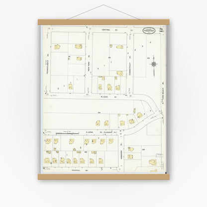 Old map wall art mockup — magnetic wood frame on white wall — Sanborn Fire Insurance Map from Freeport, Nassau County, New York (1910) - Complete Map Set