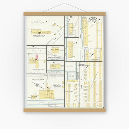 Old map wall art mockup — magnetic wood frame on white wall — Sanborn Fire Insurance Map from Liverpool, Onondaga County, New York (1911), Sheet #0007