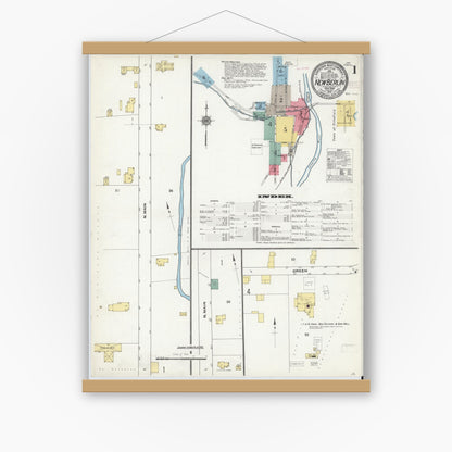 Old map wall art mockup — magnetic wood frame on white wall — Sanborn Fire Insurance Map from New Berlin, Chenango County, New York (1910) - Complete Map Set