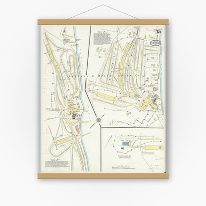 Old map wall art mockup — magnetic wood frame on white wall — Sanborn Fire Insurance Map from Orange, Orange County, Texas (1914), Sheet #0015