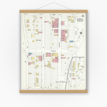 Old map wall art mockup — magnetic wood frame on white wall — Sanborn Fire Insurance Map from Ambridge, Beaver County, Pennsylvania (1911), Sheet #0003