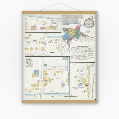Old map wall art mockup — magnetic wood frame on white wall — Sanborn Fire Insurance Map from Canajoharie, Montgomery County, New York (1902) - Complete Map Set
