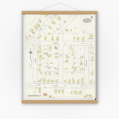 Old map wall art mockup — magnetic wood frame on white wall — Sanborn Fire Insurance Map from Charlevoix, Charlevoix County, Michigan (1912), Sheet #0003