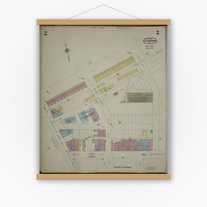Old map wall art mockup — magnetic wood frame on white wall — Sanborn Fire Insurance Map from Lackawanna, Erie County, New York (1950), Sheet #0002