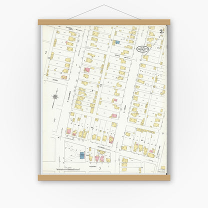 Old map wall art mockup — magnetic wood frame on white wall — Sanborn Fire Insurance Map from Union City, Randolph County, Indiana (1911), Sheet #0003
