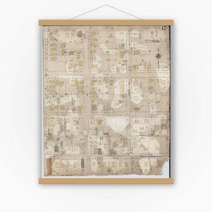 Old map wall art mockup — magnetic wood frame on white wall — Sanborn Fire Insurance Map from Calexico, Imperial County, California (1956), Sheet #0017