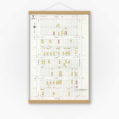 Old map wall art mockup — magnetic wood frame on white wall — Sanborn Fire Insurance Map from Chicago, Cook County, Illinois (1920), Sheet #0007