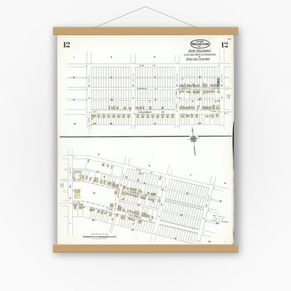 Old map wall art mockup — magnetic wood frame on white wall — Sanborn Fire Insurance Map from Mauch Chunk, Carbon County, Pennsylvania (1923), Sheet #0012