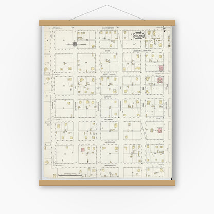 Old map wall art mockup — magnetic wood frame on white wall — Sanborn Fire Insurance Map from Midland, Midland County, Texas (1914), Sheet #0007