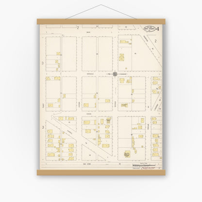 Old map wall art mockup — magnetic wood frame on white wall — Sanborn Fire Insurance Map from Bay Point, Contra Costa County, California (1919), Sheet #0004