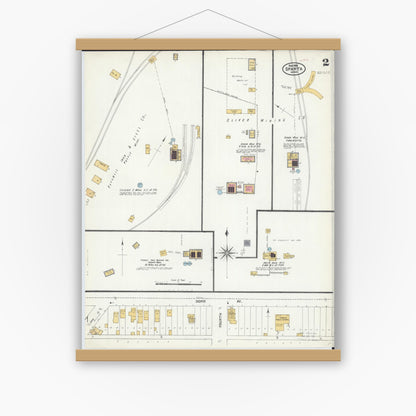 Old map wall art mockup — magnetic wood frame on white wall — Sanborn Fire Insurance Map from Sparta, Saint Louis County, Minnesota (1906), Sheet #0002