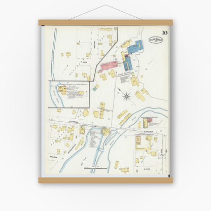 Old map wall art mockup — magnetic wood frame on white wall — Sanborn Fire Insurance Map from Chippewa Falls, Chippewa County, Wisconsin (1903), Sheet #0010