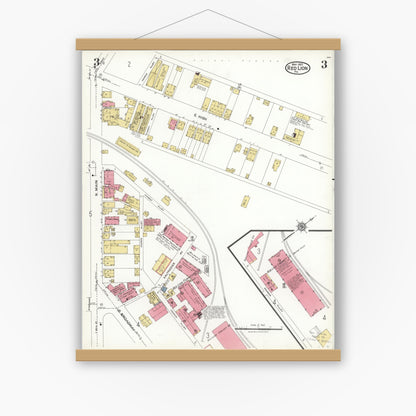 Old map wall art mockup — magnetic wood frame on white wall — Sanborn Fire Insurance Map from Red Lion, York County, Pennsylvania (1923), Sheet #0003