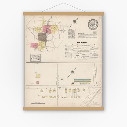 Old map wall art mockup — magnetic wood frame on white wall — Sanborn Fire Insurance Map from Hatfield, Montgomery County, Pennsylvania (1922) - Complete Map Set