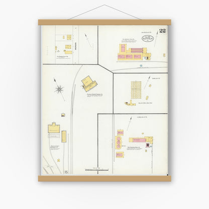 Old map wall art mockup — magnetic wood frame on white wall — Sanborn Fire Insurance Map from Suffolk, Independent Cities, Virginia (1903), Sheet #0022