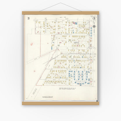 Old map wall art mockup — magnetic wood frame on white wall — Sanborn Fire Insurance Map from Osborn, Greene County, Ohio (1943), Sheet #0003