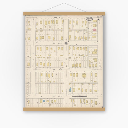 Old map wall art mockup — magnetic wood frame on white wall — Sanborn Fire Insurance Map from Proctor, Saint Louis County, Minnesota (1922), Sheet #0002