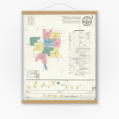 Old map wall art mockup — magnetic wood frame on white wall — Sanborn Fire Insurance Map from North Brookfield, Worcester County, Massachusetts (1913) - Complete Map Set