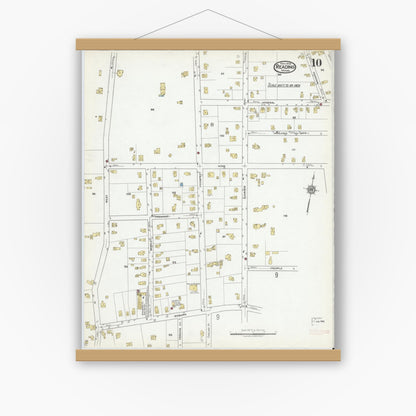 Old map wall art mockup — magnetic wood frame on white wall — Sanborn Fire Insurance Map from Reading, Middlesex County, Massachusetts (1918), Sheet #0010