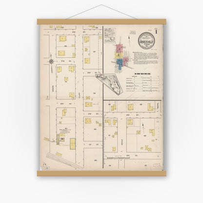 Old map wall art mockup — magnetic wood frame on white wall — Sanborn Fire Insurance Map from Graceville, Jackson County, Florida (1922) - Complete Map Set