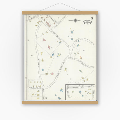 Old map wall art mockup — magnetic wood frame on white wall — Sanborn Fire Insurance Map from Wayne, Delaware County, Pennsylvania (1914), Sheet #0005