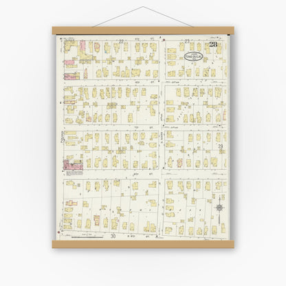 Old map wall art mockup — magnetic wood frame on white wall — Sanborn Fire Insurance Map from Fond du Lac, Fond du Lac County, Wisconsin (1915), Sheet #0028