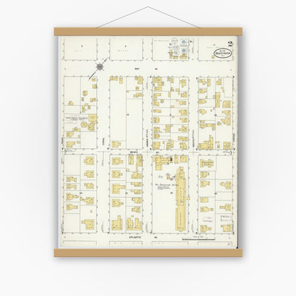 Old map wall art mockup — magnetic wood frame on white wall — Sanborn Fire Insurance Map from Beach Haven, Ocean County, New Jersey (1911), Sheet #0002