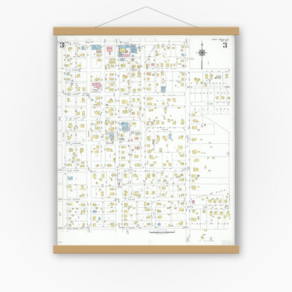 Old map wall art mockup — magnetic wood frame on white wall — Sanborn Fire Insurance Map from Mount Vernon, Lawrence County, Missouri (1951), Sheet #0003