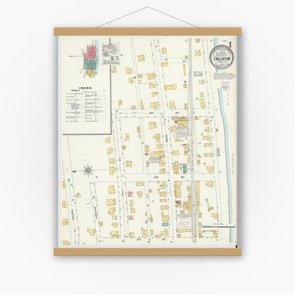 Old map wall art mockup — magnetic wood frame on white wall — Sanborn Fire Insurance Map from Emlenton, Venango County, Pennsylvania (1904) - Complete Map Set