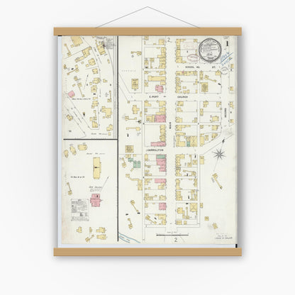 Old map wall art mockup — magnetic wood frame on white wall — Sanborn Fire Insurance Map from Scio, Harrison County, Ohio (1899) - Complete Map Set