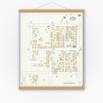 Old map wall art mockup — magnetic wood frame on white wall — Sanborn Fire Insurance Map from Key West, Monroe County, Florida (1912), Sheet #0029
