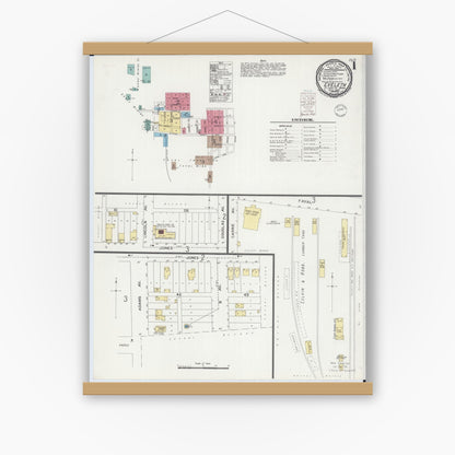Old map wall art mockup — magnetic wood frame on white wall — Sanborn Fire Insurance Map from Eveleth, Saint Louis County, Minnesota (1900), Sheet #0001